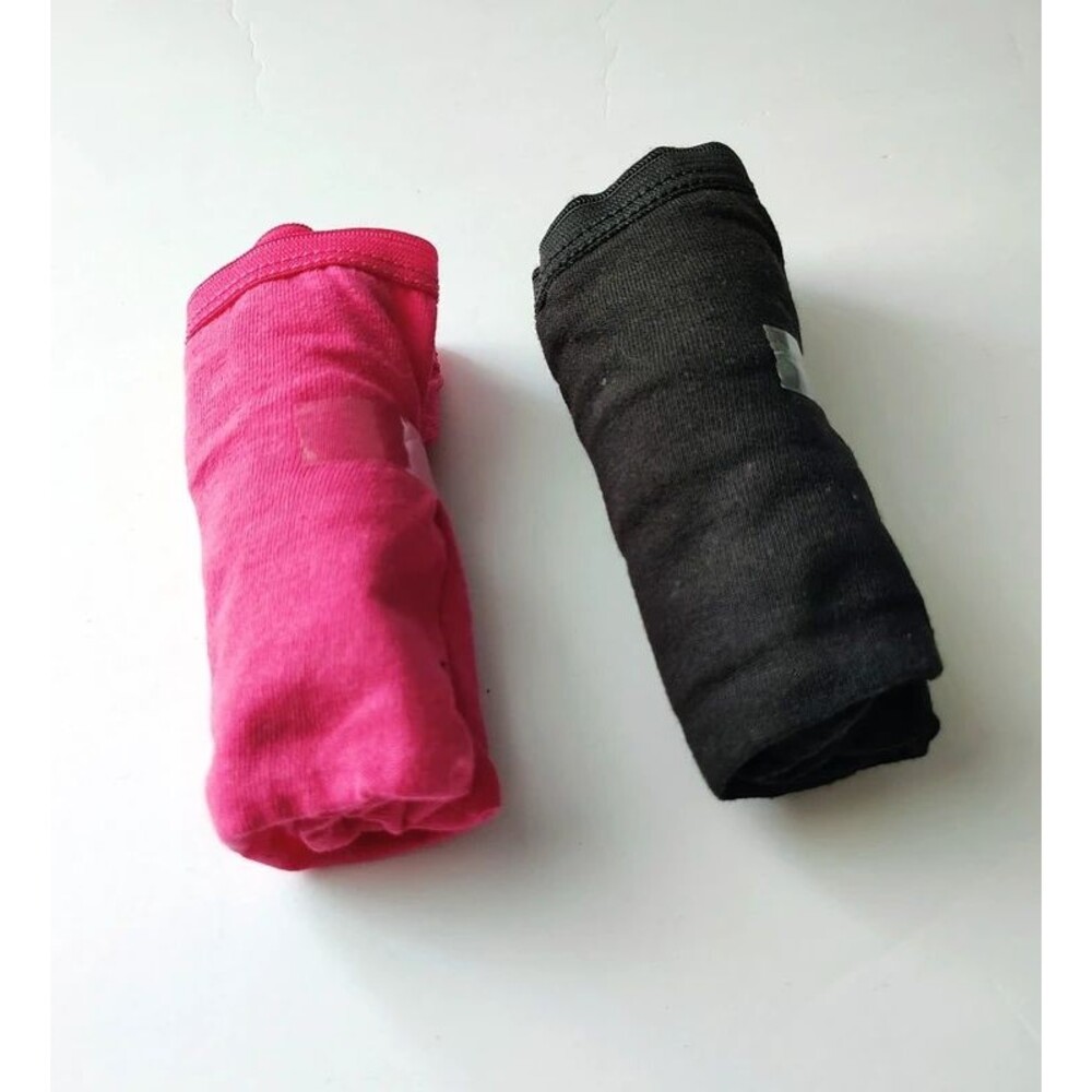 Hanes Women's Cotton Brief Underwear - Black & Pink 2-Pack - Size 6 / Medium